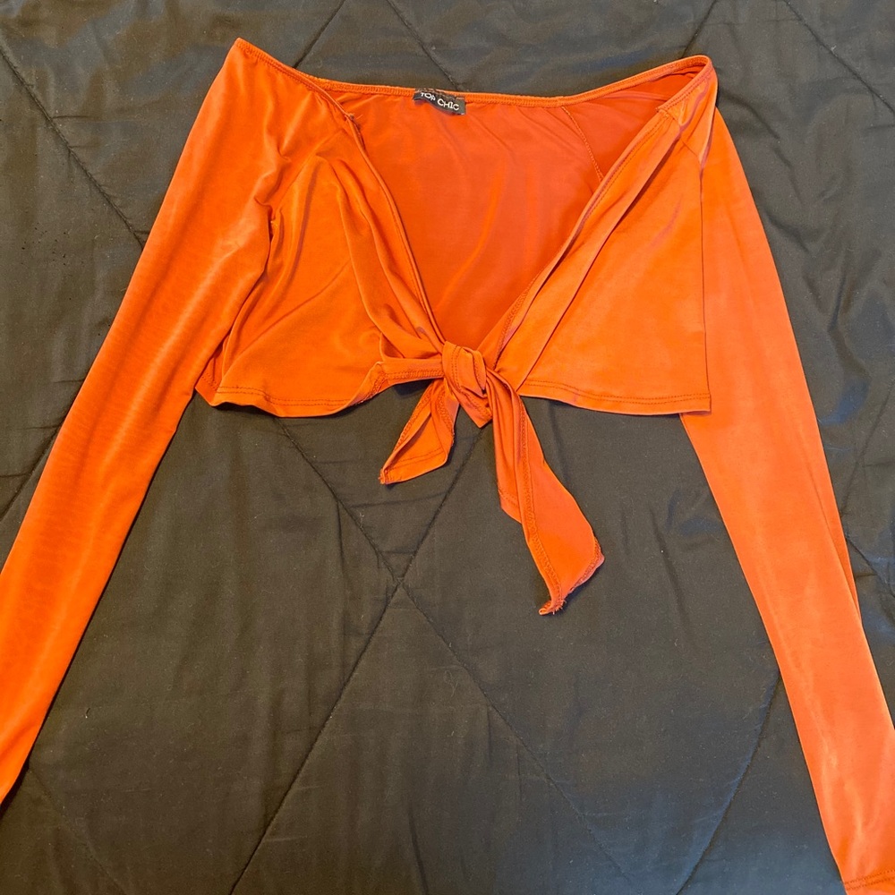 Rust Tie Front Crop Top